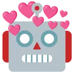 faccina di robot + cuore con freccia