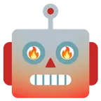 faccina di robot + fuoco