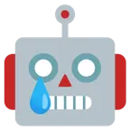 faccina di robot + faccina sorridente con lacrima