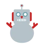 faccina di robot + pupazzo di neve senza neve
