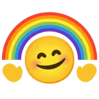 faccina che abbraccia + arcobaleno