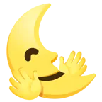 faccina che abbraccia + faccina ultimo quarto di luna