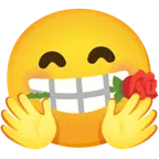 faccina che abbraccia + rosa