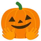 faccina che abbraccia + zucca di Halloween