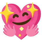 faccina che abbraccia + cuore che luccica