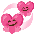 faccina che abbraccia + cuori che girano