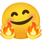 faccina che abbraccia + fuoco