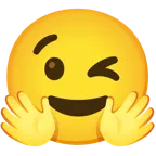 faccina che abbraccia + faccina che fa l’occhiolino