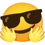 faccina che abbraccia + faccina con sorriso e occhiali da sole
