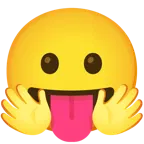 faccina che abbraccia + faccina che mostra la lingua