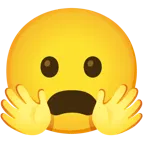 faccina che abbraccia + faccina imbronciata con bocca aperta