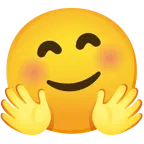 faccina che abbraccia + faccina con sorriso accennato