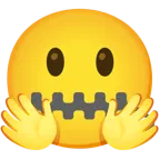 faccina che abbraccia + faccina con bocca con cerniera