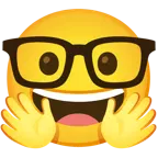 faccina che abbraccia + faccina nerd