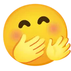 faccina che abbraccia + faccina con mano sulla bocca