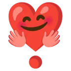 faccina che abbraccia + punto esclamativo a cuore