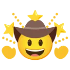 faccina con cappello da cowboy + stella che brilla