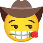 faccina con cappello da cowboy + rosa
