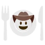 faccina con cappello da cowboy + piatto e posate