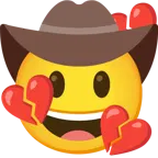 faccina con cappello da cowboy + cuore infranto