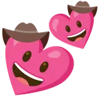 faccina con cappello da cowboy + due cuori