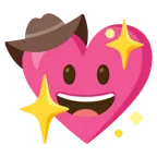 faccina con cappello da cowboy + cuore che luccica