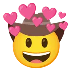 faccina con cappello da cowboy + cuore con freccia