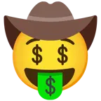 faccina con cappello da cowboy + faccina avida di denaro