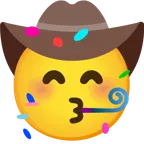 faccina con cappello da cowboy + faccina che festeggia