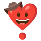 faccina con cappello da cowboy + punto esclamativo a cuore