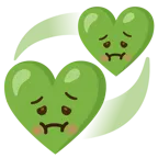 faccina nauseata + cuori che girano