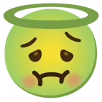 faccina nauseata + faccina con sorriso e aureola