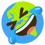 rolling on the floor laughing + globe showing Europe-Africa