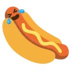 rolling on the floor laughing + hot dog