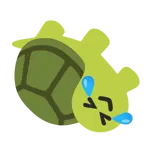 rolling on the floor laughing + turtle