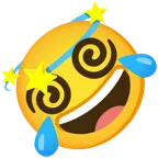 rolling on the floor laughing + dizzy
