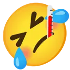 rolling on the floor laughing + face with thermometer