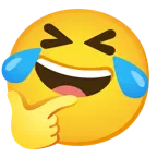 rolling on the floor laughing + thinking face