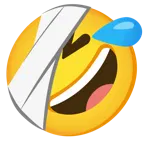 rolling on the floor laughing + face with head-bandage