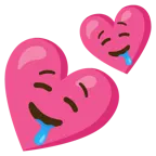 drooling face + two hearts