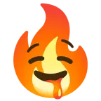 drooling face + fire