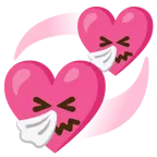faccina che starnutisce + cuori che girano
