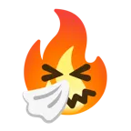 faccina che starnutisce + fuoco