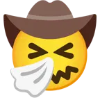 faccina che starnutisce + faccina con cappello da cowboy