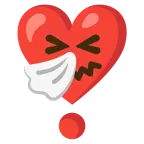 faccina che starnutisce + punto esclamativo a cuore
