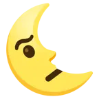 faccina con sopracciglia alzate + faccina ultimo quarto di luna