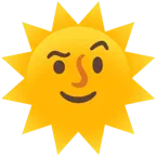 faccina con sopracciglia alzate + faccina sole