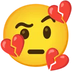 faccina con sopracciglia alzate + cuore infranto