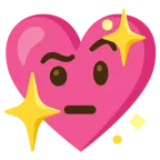 faccina con sopracciglia alzate + cuore che luccica