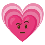 faccina con sopracciglia alzate + cuore che cresce
